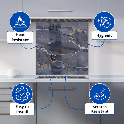 Polished Slate Grey Quartz Effect Kitchen Splashback
