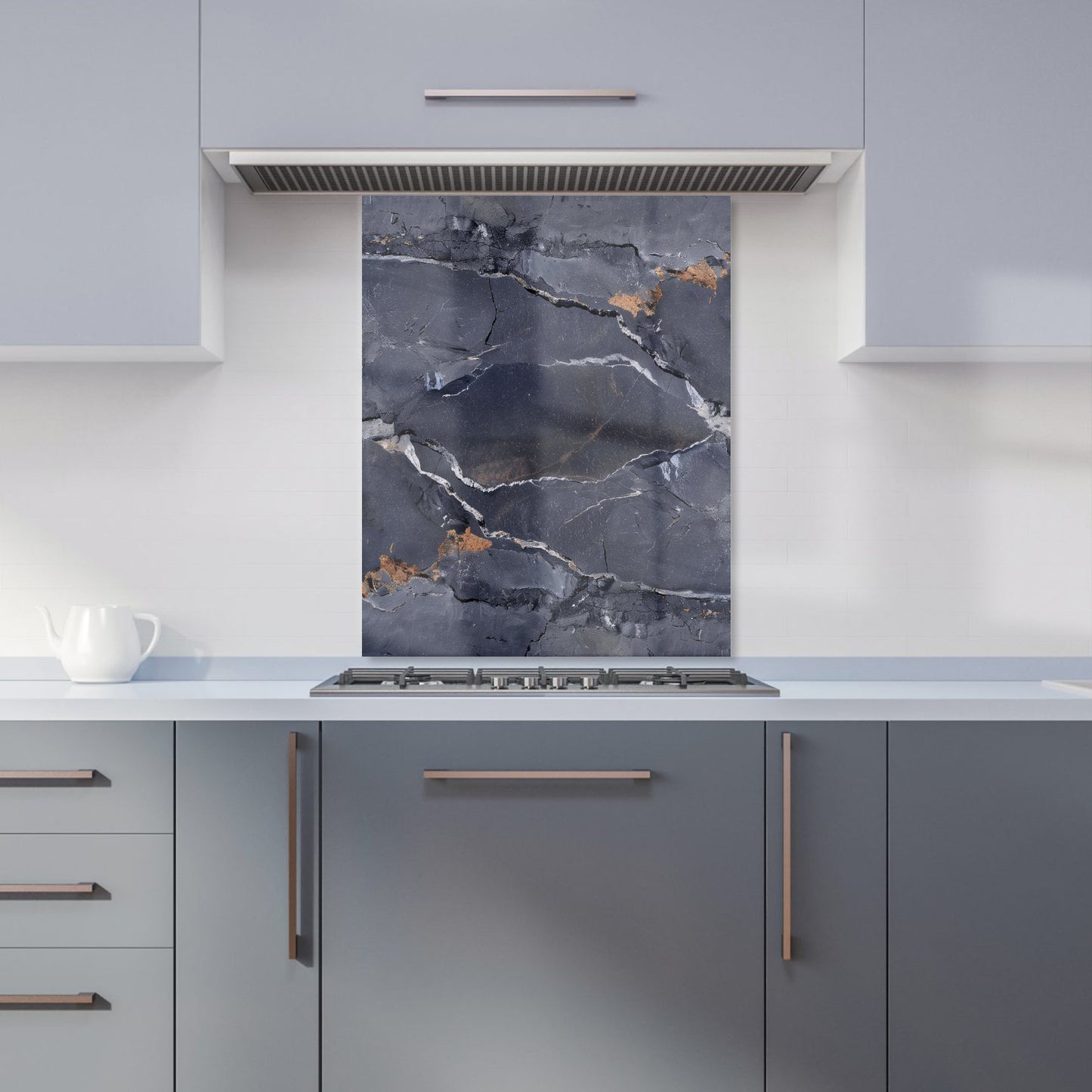 Polished Slate Grey Quartz Effect Kitchen Splashback