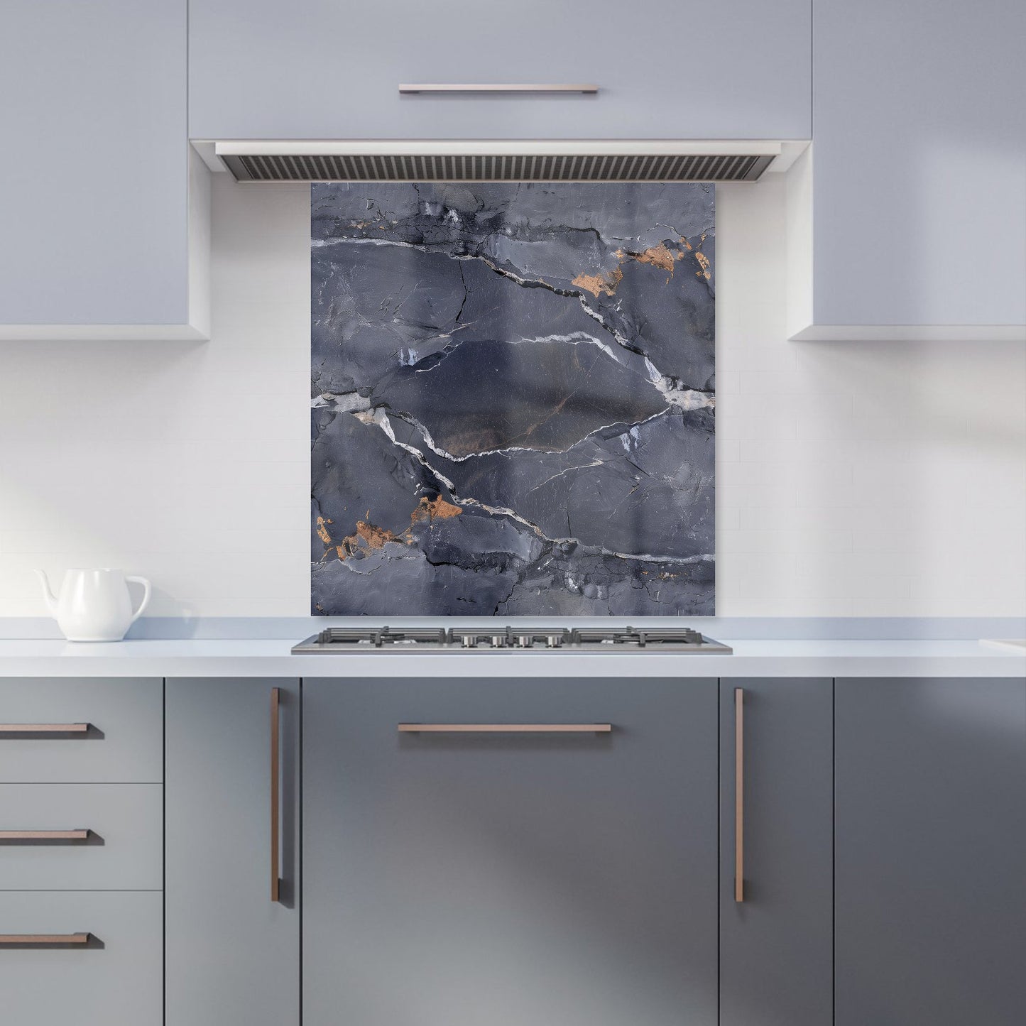 Polished Slate Grey Quartz Effect Kitchen Splashback