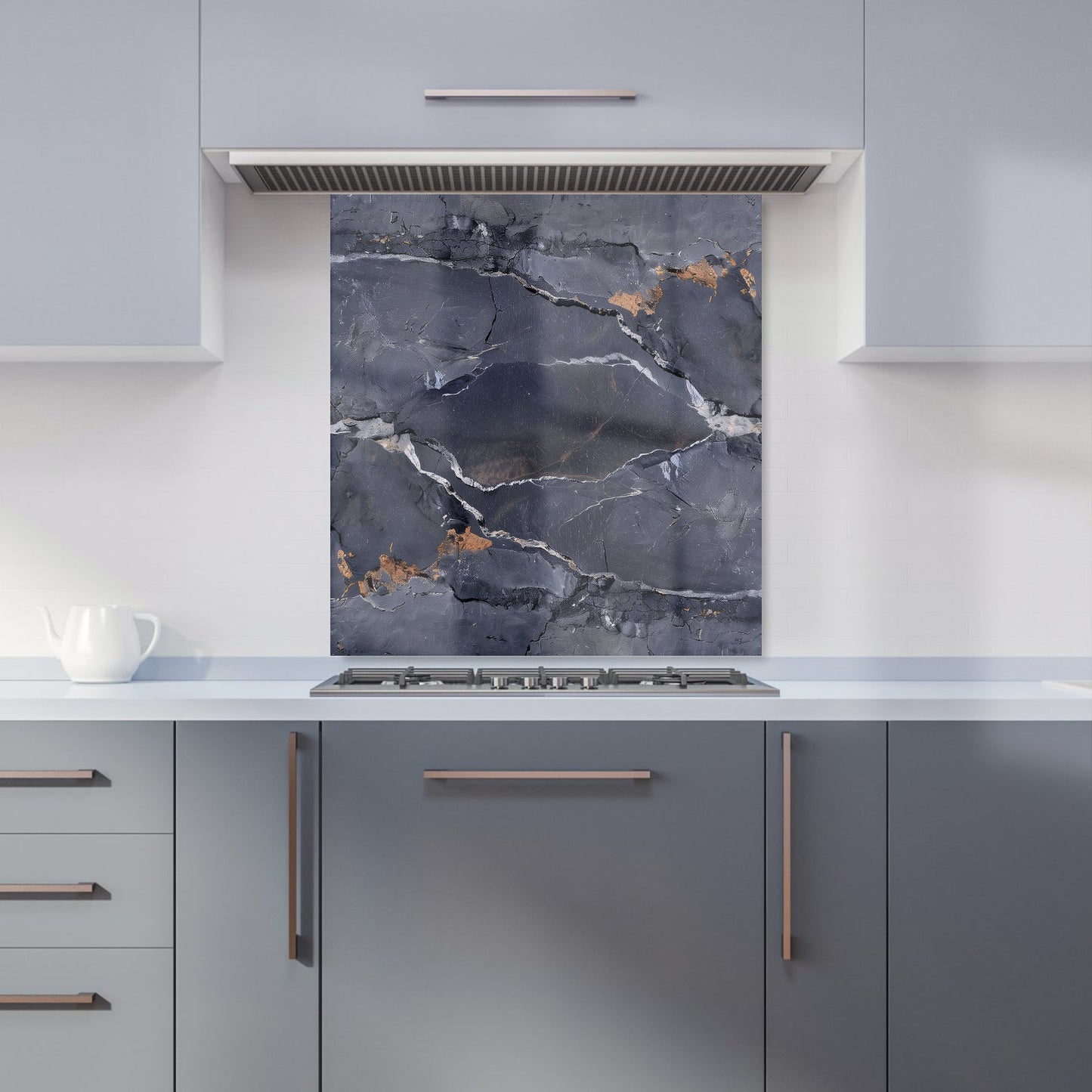Polished Slate Grey Quartz Effect Kitchen Splashback