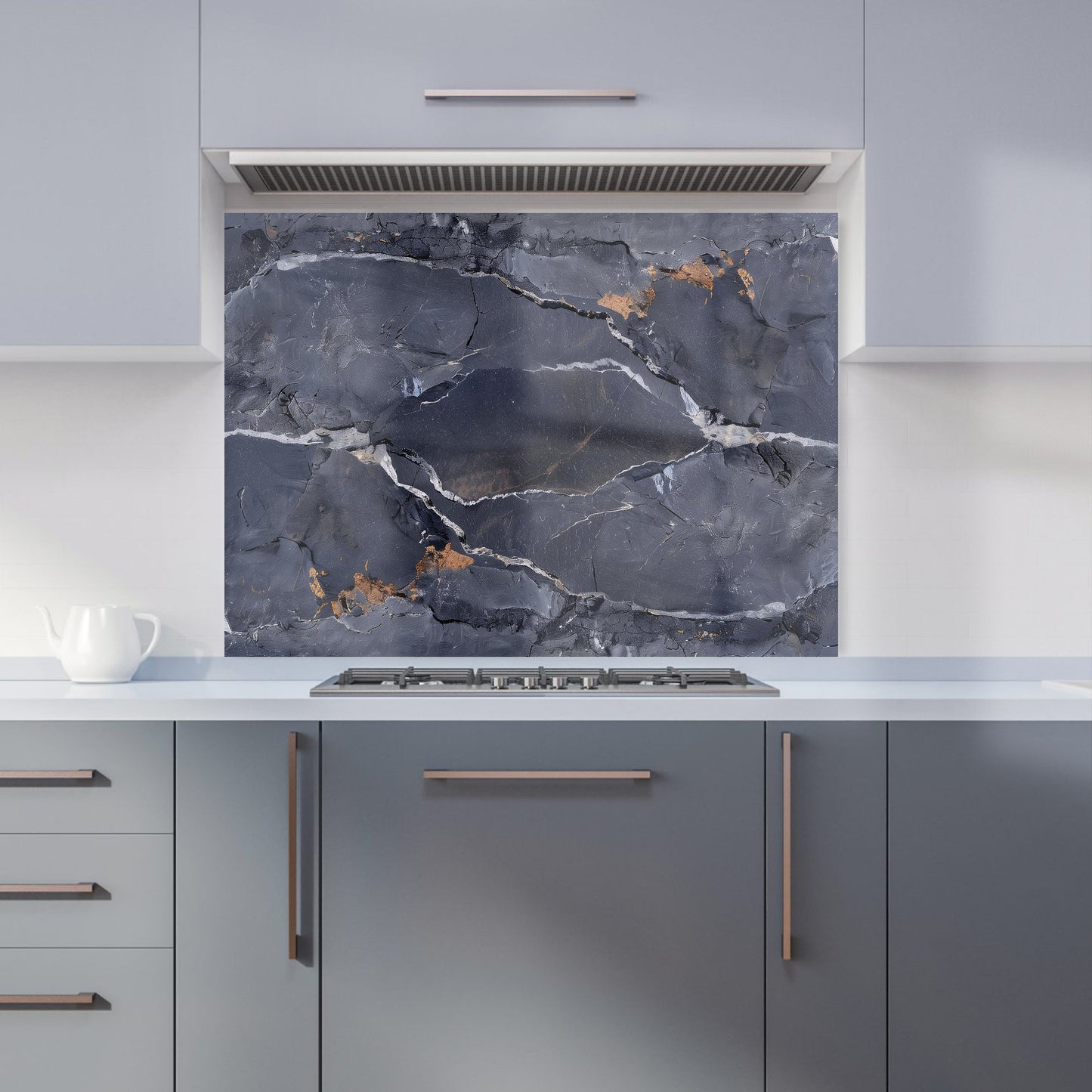 Polished Slate Grey Quartz Effect Kitchen Splashback