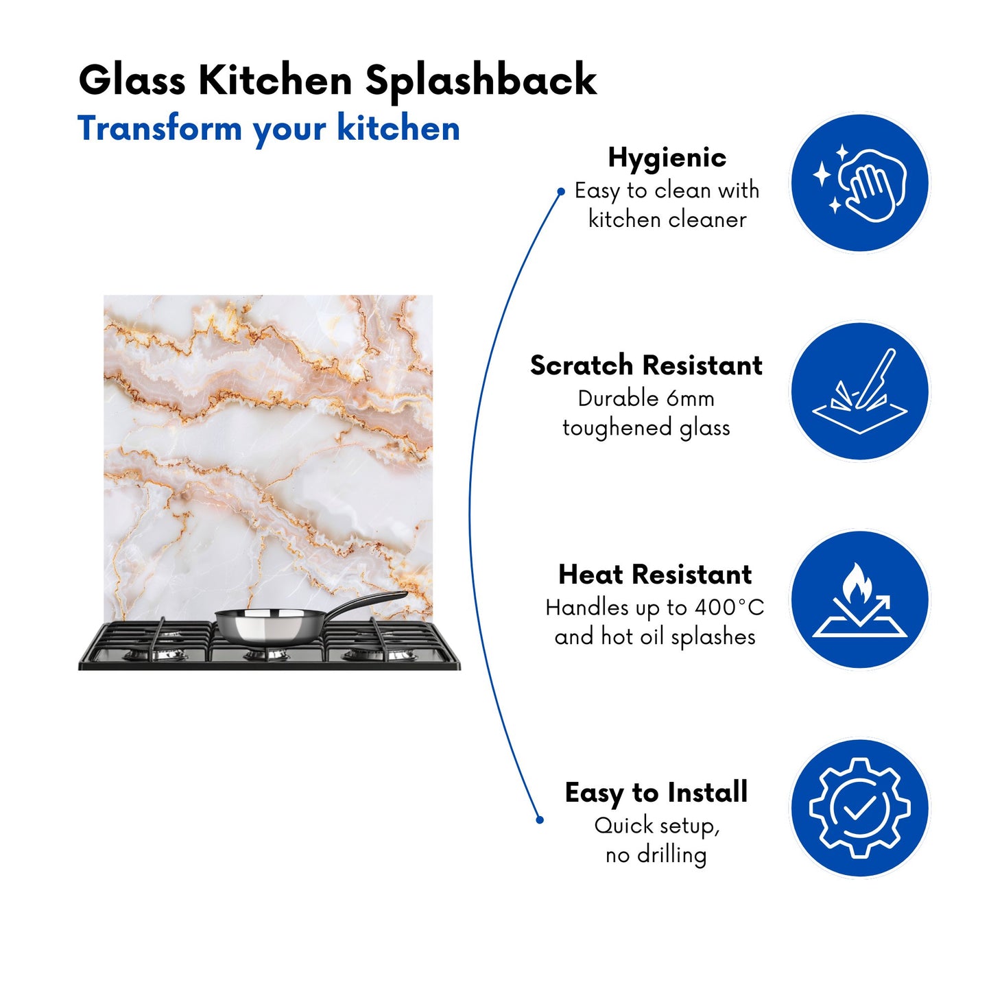 Peach Quartz Effect Kitchen Splashback