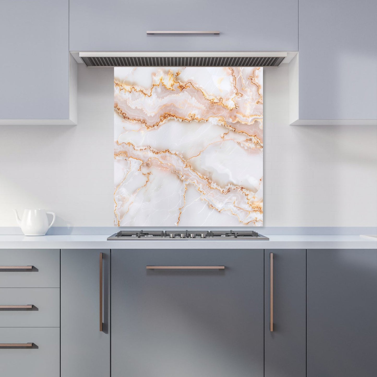 Peach Quartz Effect Kitchen Splashback