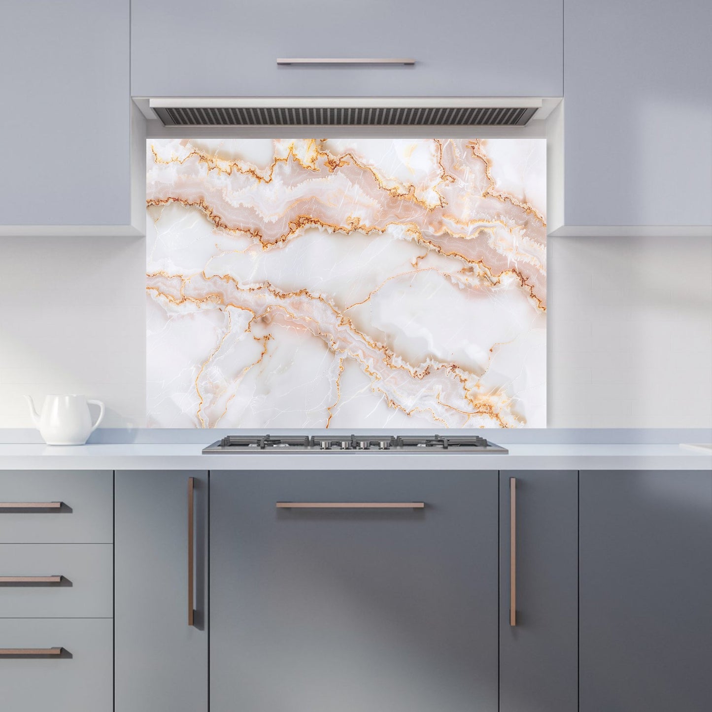 Peach Quartz Effect Kitchen Splashback
