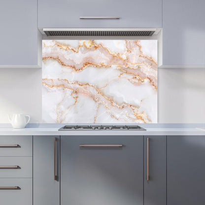 Peach Quartz Effect Kitchen Splashback