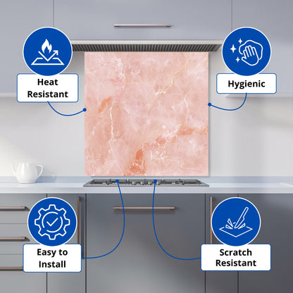 Sweet Peach Quartz Effect Kitchen Splashback