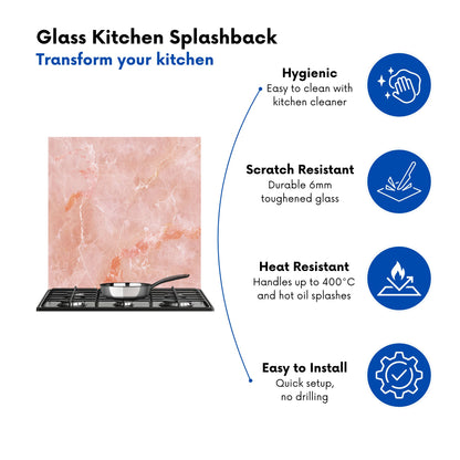 Sweet Peach Quartz Effect Kitchen Splashback
