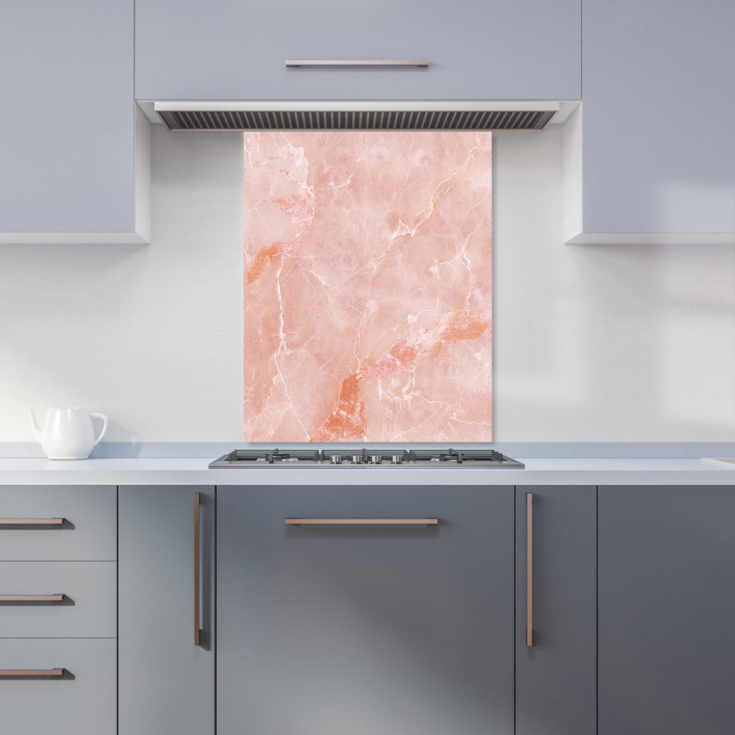 Sweet Peach Quartz Effect Kitchen Splashback