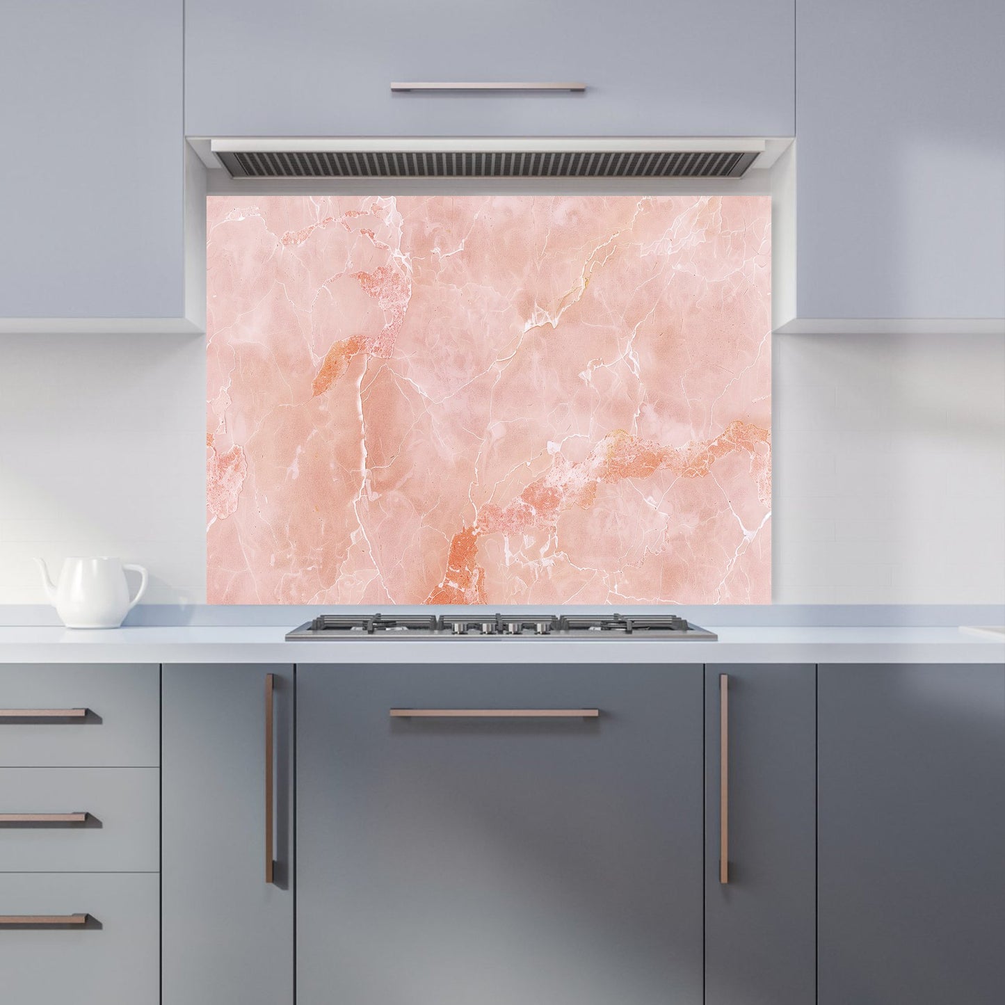 Sweet Peach Quartz Effect Kitchen Splashback