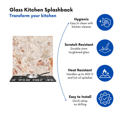 Polished Sweet Peach Quartz Effect Kitchen Splashback