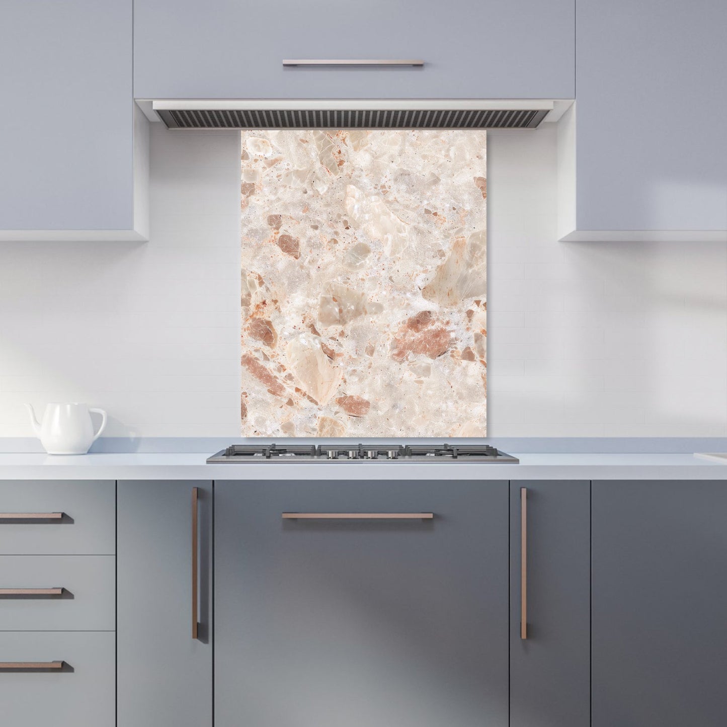 Polished Sweet Peach Quartz Effect Kitchen Splashback