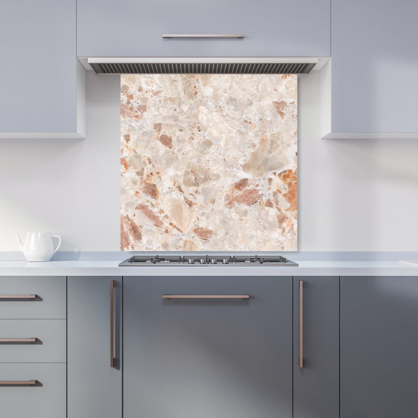 Polished Sweet Peach Quartz Effect Kitchen Splashback