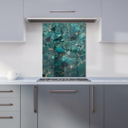 Teal Quartz Effect Kitchen Splashback