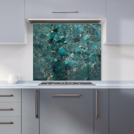 Teal Quartz Effect Kitchen Splashback