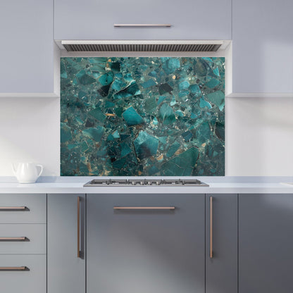 Teal Quartz Effect Kitchen Splashback