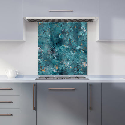 Polished Teal Quartz Effect Kitchen Splashback