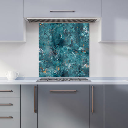 Polished Teal Quartz Effect Kitchen Splashback