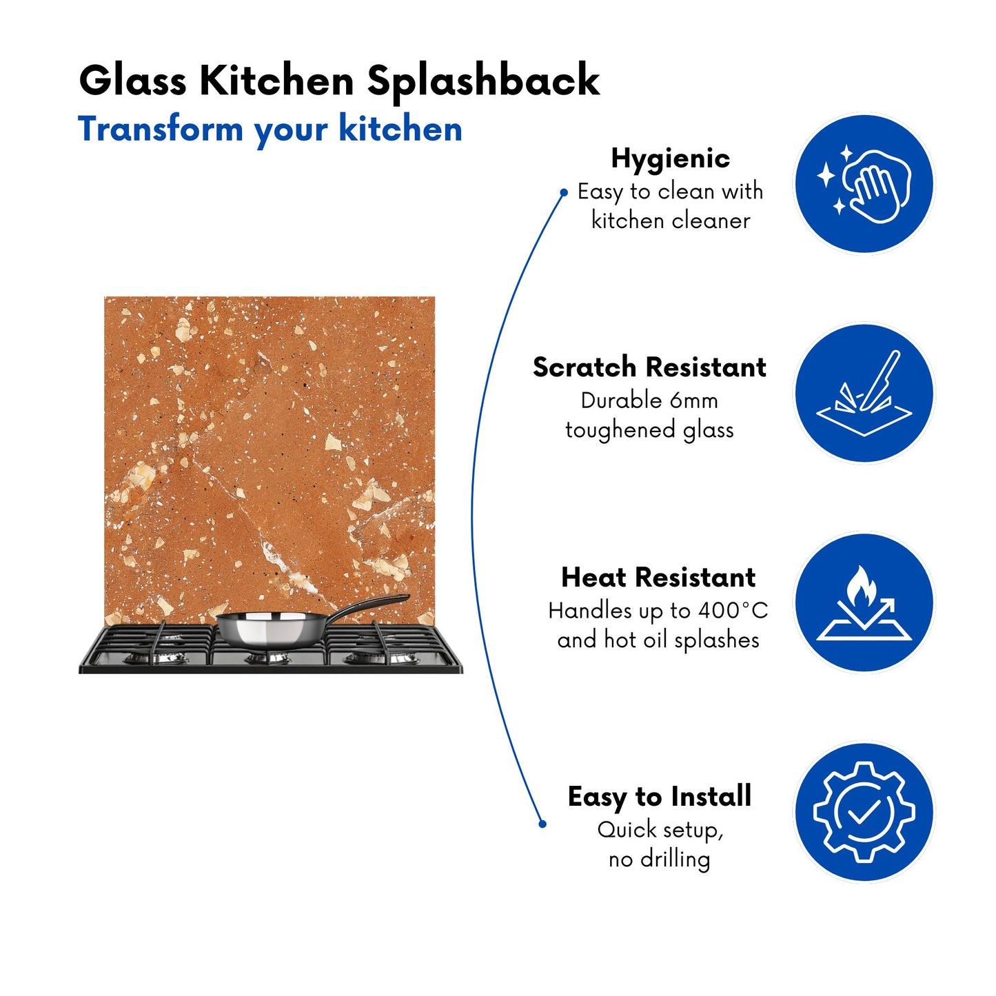 Pale Terracotta Quartz Effect Kitchen Splashback