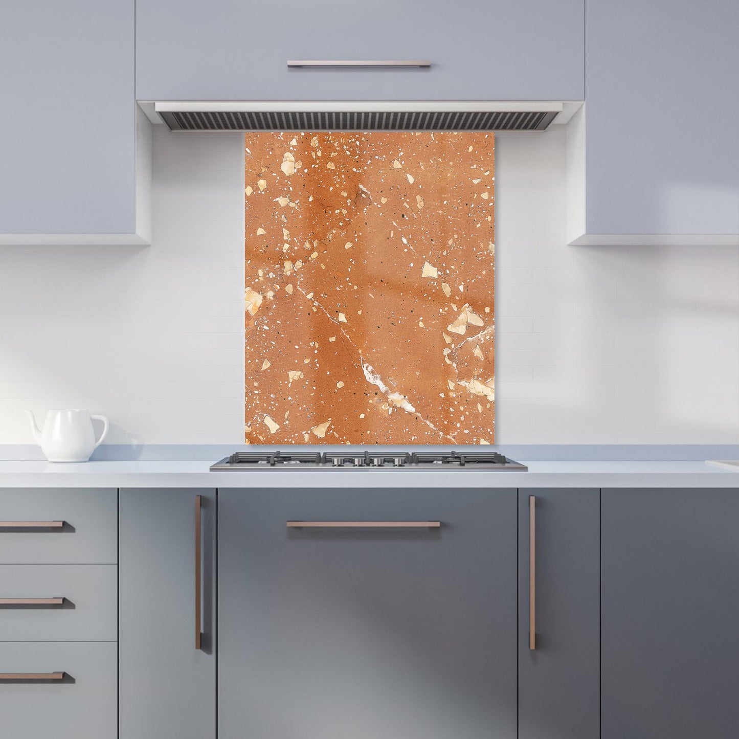 Pale Terracotta Quartz Effect Kitchen Splashback