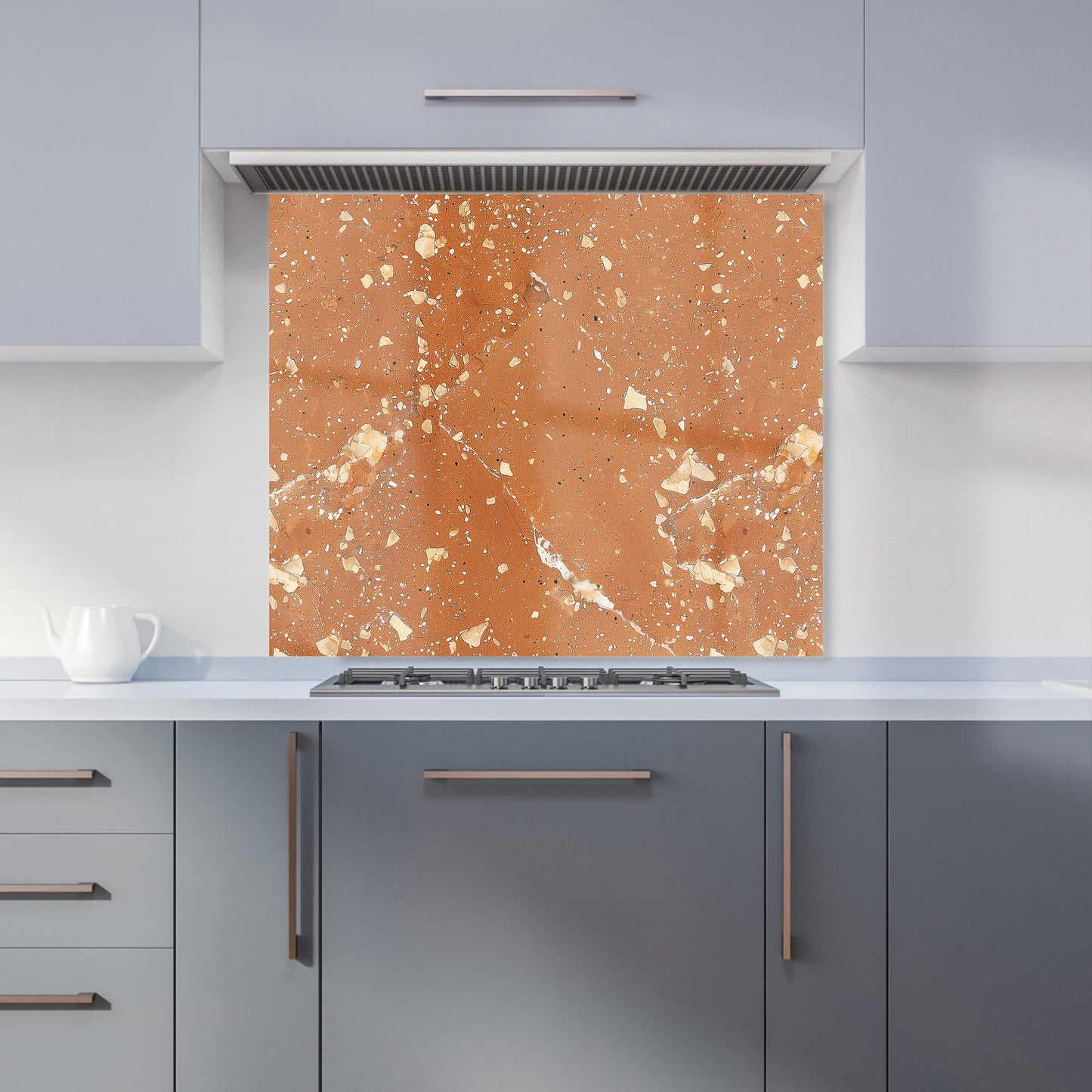 Pale Terracotta Quartz Effect Kitchen Splashback