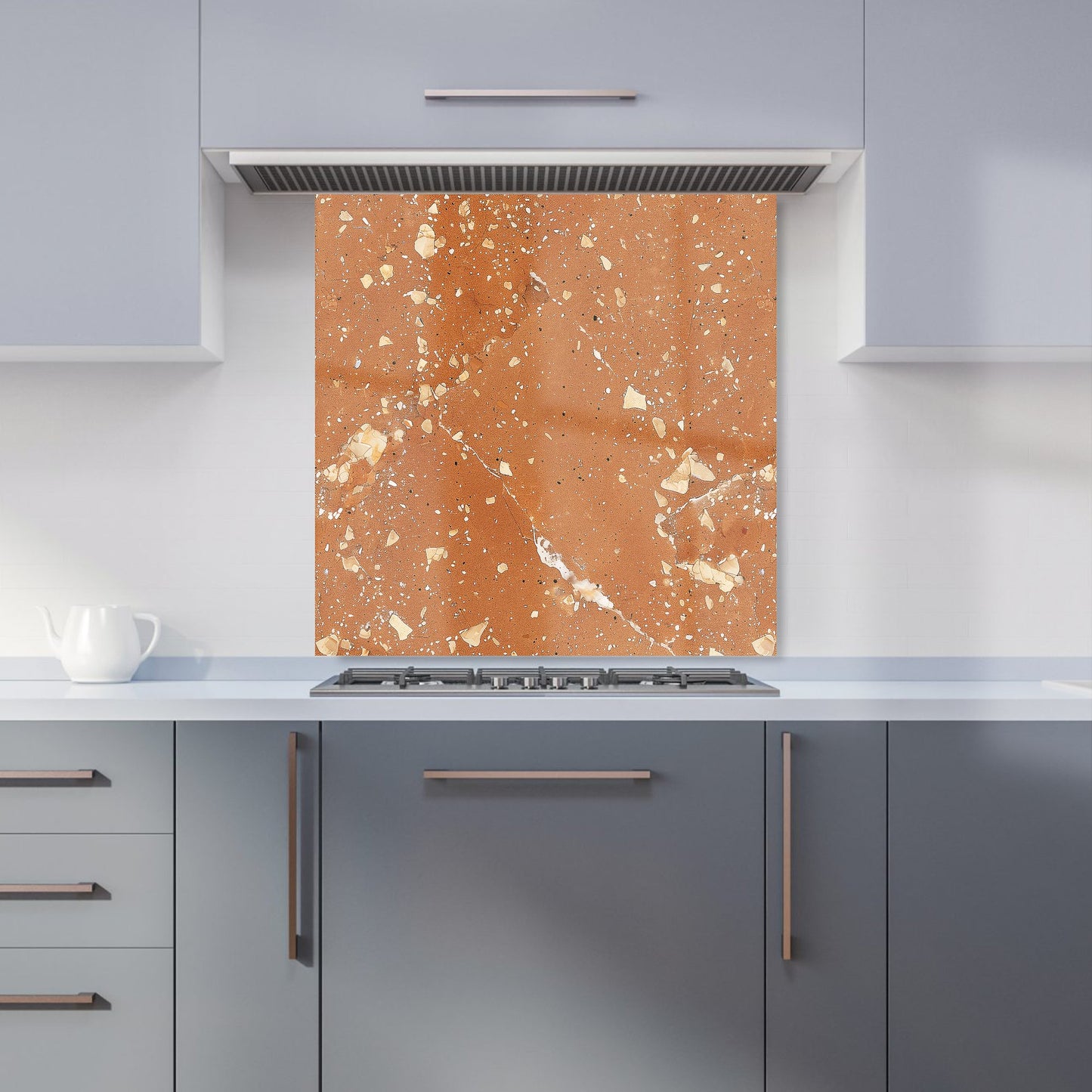 Pale Terracotta Quartz Effect Kitchen Splashback
