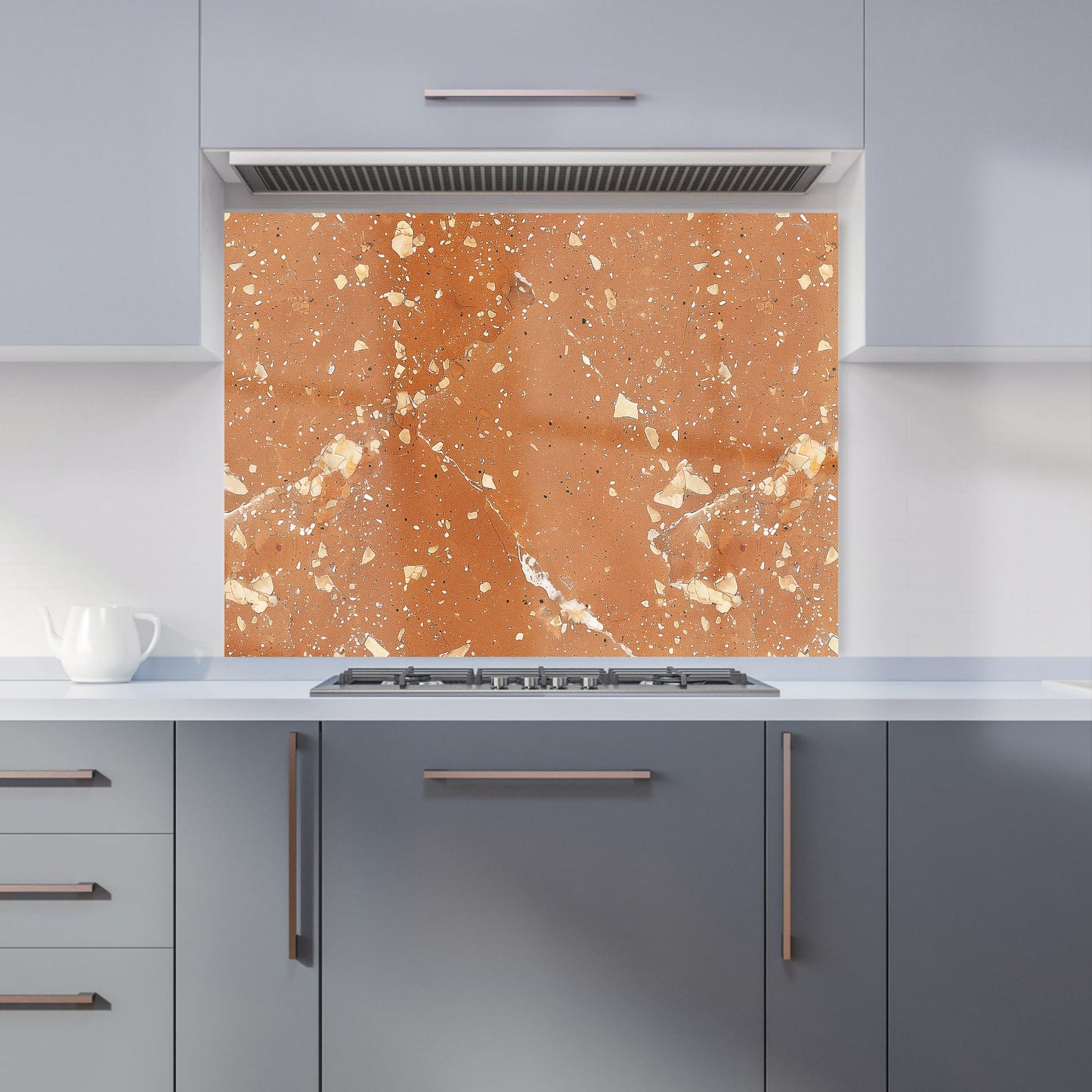 Pale Terracotta Quartz Effect Kitchen Splashback