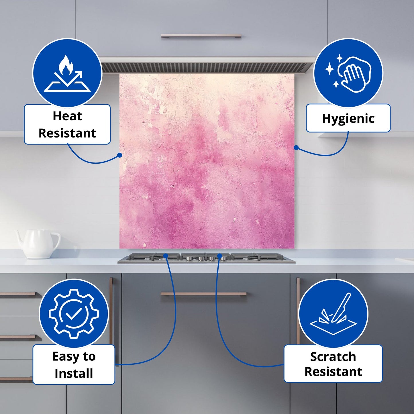 Pink Textured Effect Kitchen Splashback
