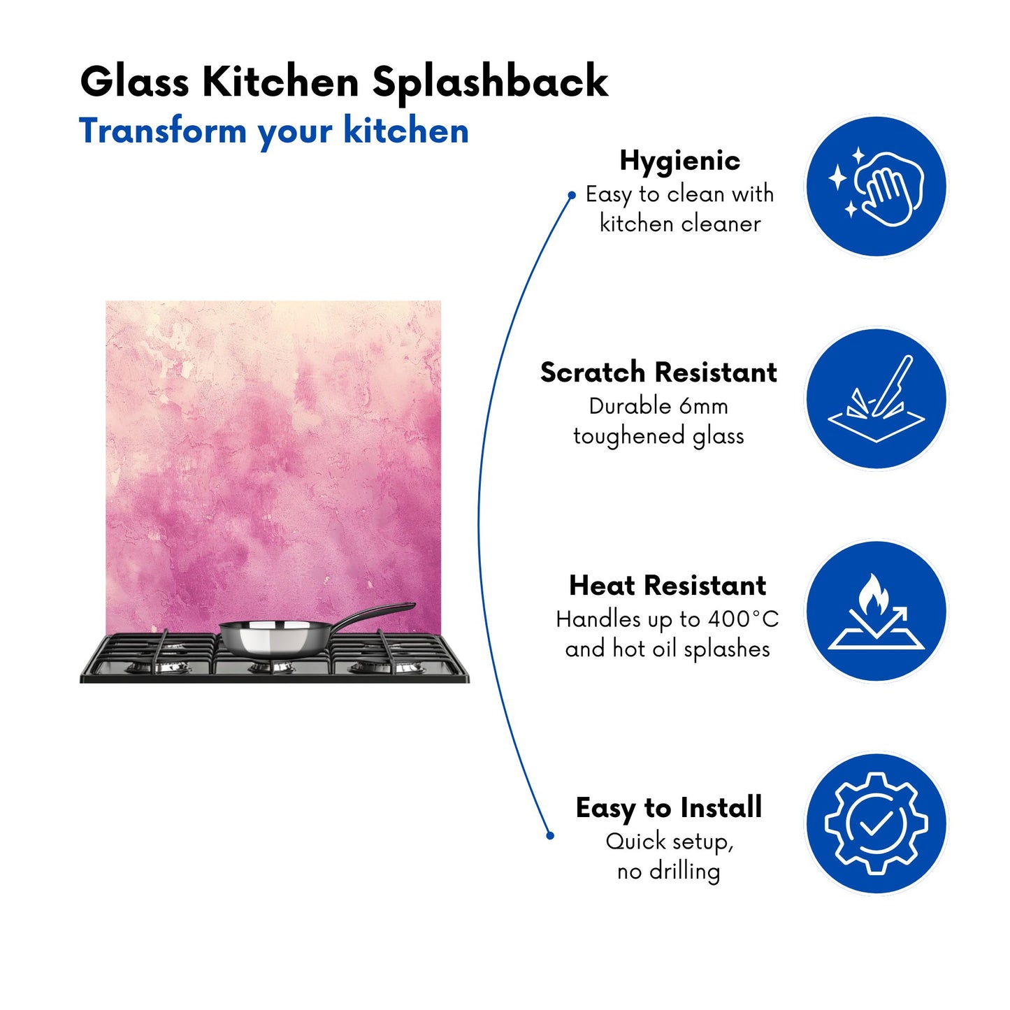 Pink Textured Effect Kitchen Splashback