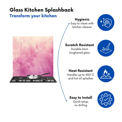 Pink Textured Effect Kitchen Splashback