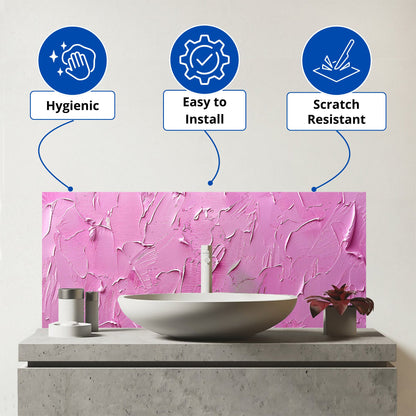 Bright Pink Textured Effect Glass Bathroom Splashback