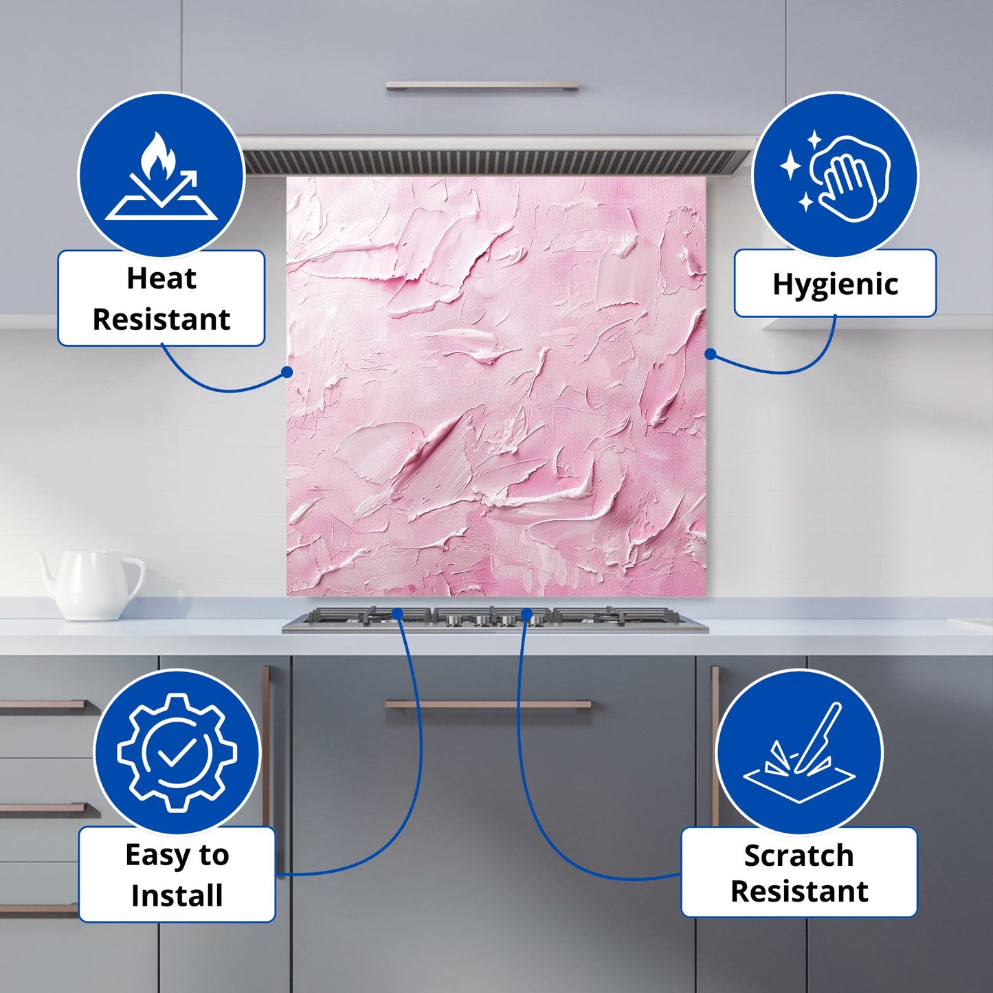 Baby Pink Textured Effect Kitchen Splashback