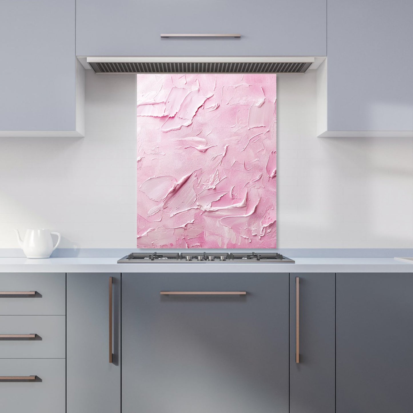 Baby Pink Textured Effect Kitchen Splashback