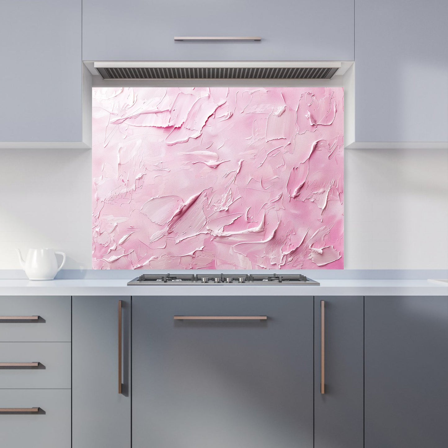 Baby Pink Textured Effect Kitchen Splashback