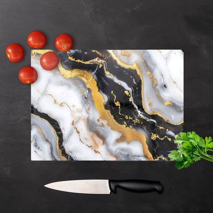 White Backed With Gold Marble Effect Chopping Board