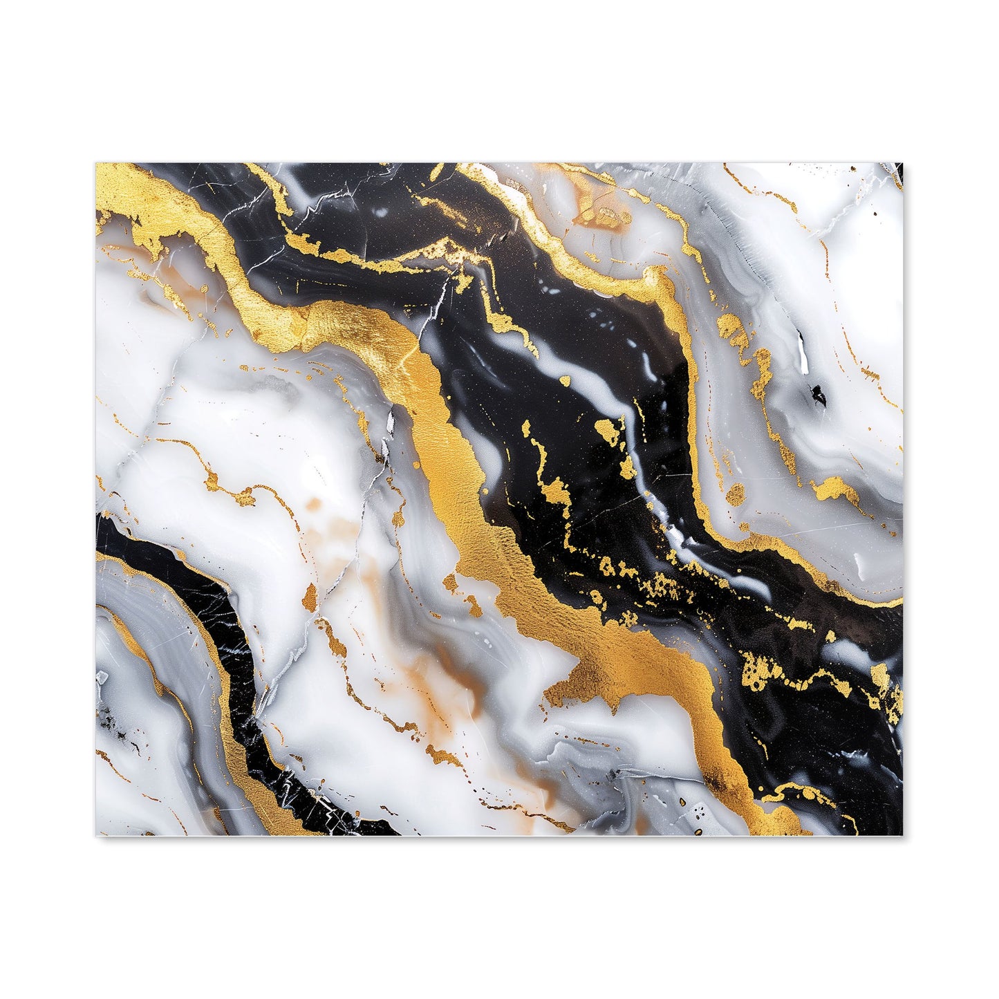 White Backed With Gold Marble Effect Kitchen Splashback