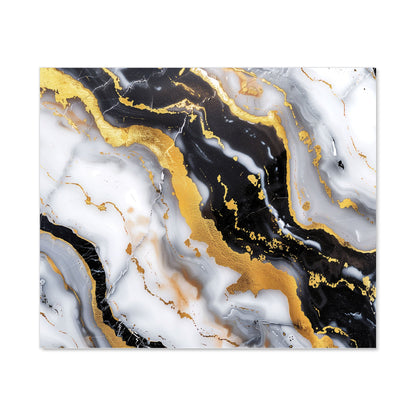 White Backed With Gold Marble Effect Kitchen Splashback
