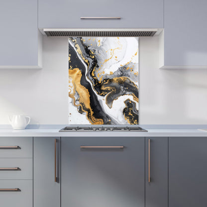 Gold White And Black Marble Effect Kitchen Splashback