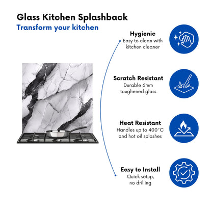 Grey And White Marble Effect Kitchen Splashback