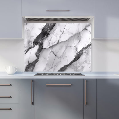 Grey And White Marble Effect Kitchen Splashback