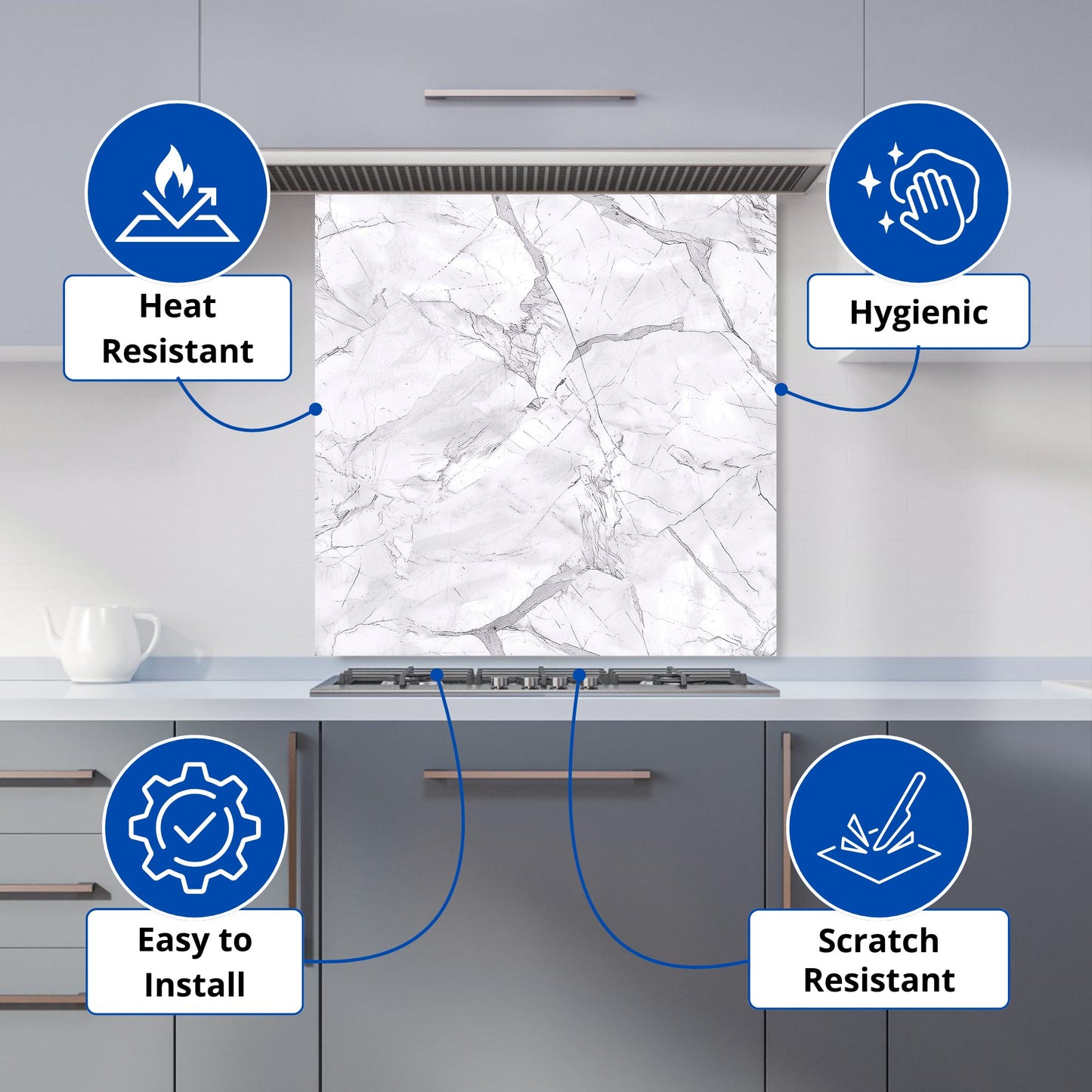Light Grey Marble Effect Kitchen Splashback
