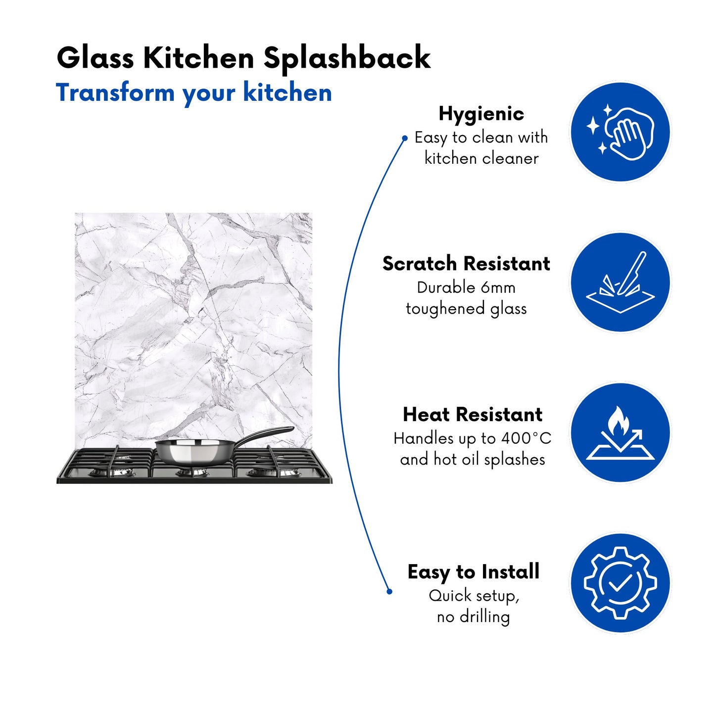 Light Grey Marble Effect Kitchen Splashback