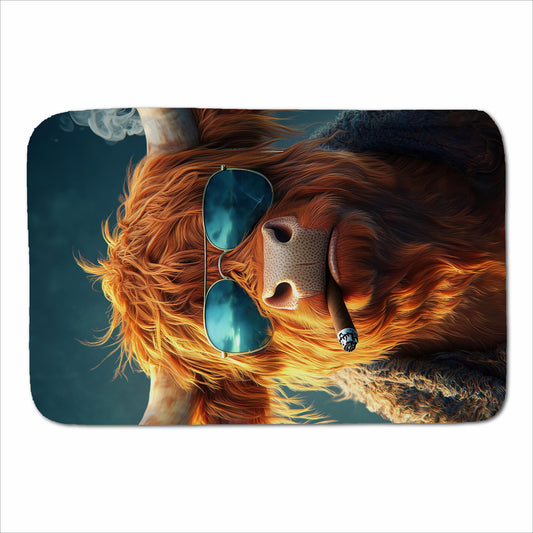 Highland Cow With Glasses Sherpa Blanket
