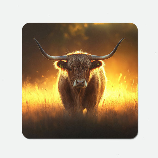 Highland Cow Sunset Coasters