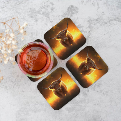 Highland Cow Sunset Coasters