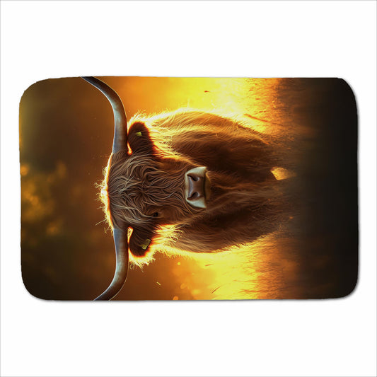 Highland Cow Sunset Sherpa Blanket