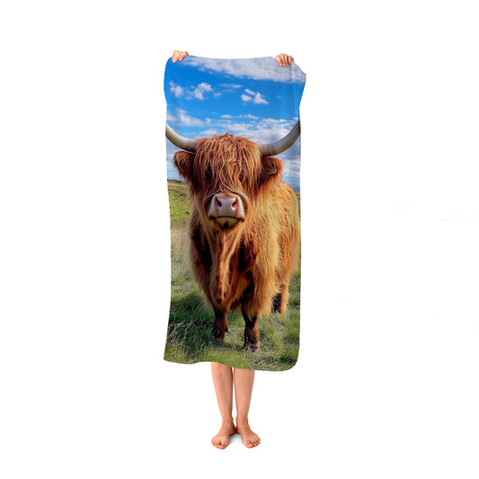 Highland Cow In Summer Beach Towel