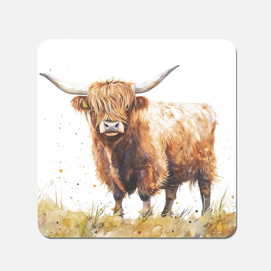 Watercolour Highland Cow Coasters