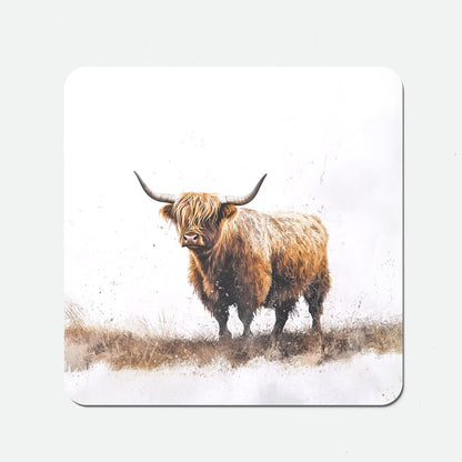 Highland Cow Watercolour Coasters
