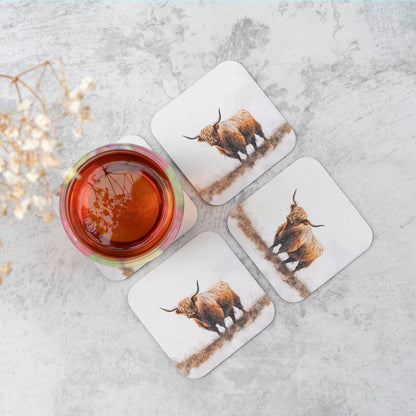 Highland Cow Watercolour Coasters