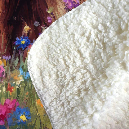 Highland Cow In A Summer Meadow Sherpa Blanket